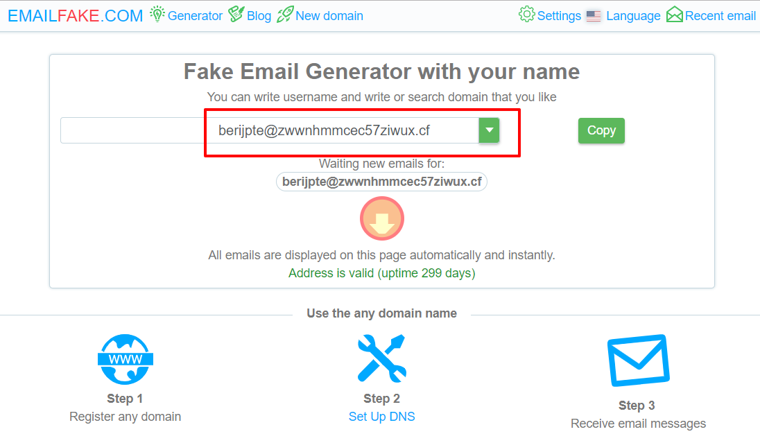 It lets you generate a fake email address with a single click with your sel...
