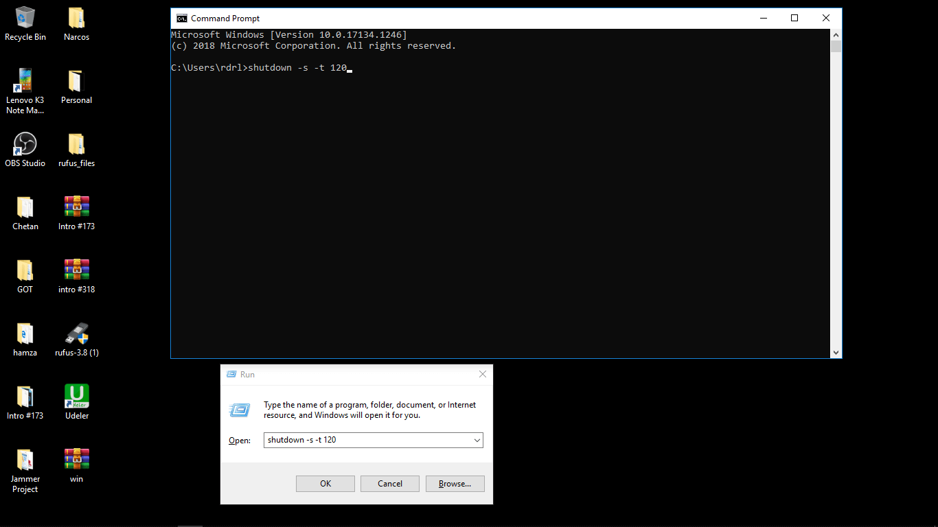 shutdowndown command