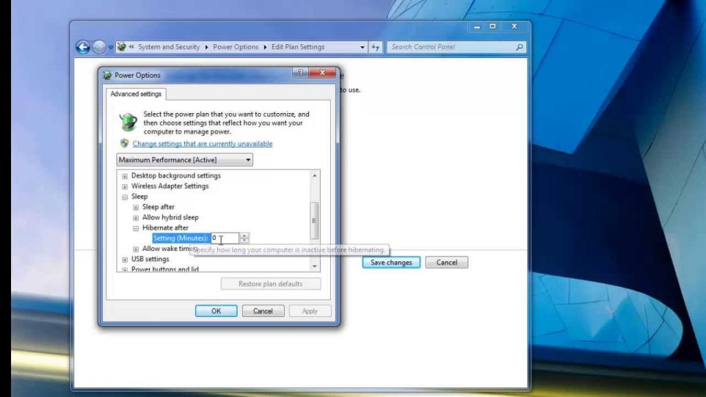 5. Disable Hard Disk Hibernation
